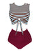 Costume da bagno patchwork a righe rosa anni '70