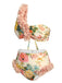 Costumi monospalla pizzo floreale 3D rosa anni '50
