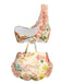 Costumi monospalla pizzo floreale 3D rosa anni '50