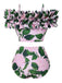 Costumi floreale volant e spalle scoperte rosa anni '50