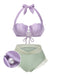 Bikini sirena conchiglia scollo all'americana lavanda anni '70