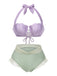 Bikini sirena conchiglia scollo all'americana lavanda anni '70