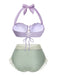 Bikini sirena conchiglia scollo all'americana lavanda anni '70