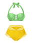 Bikini sirena conchiglia scollo all'americana giallo anni '70