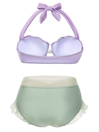 [Taglia Forti] Bikini conchiglia sirena lavanda anni '70