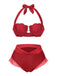 Bikini sirena conchiglia scollo all'americana lavanda anni '70