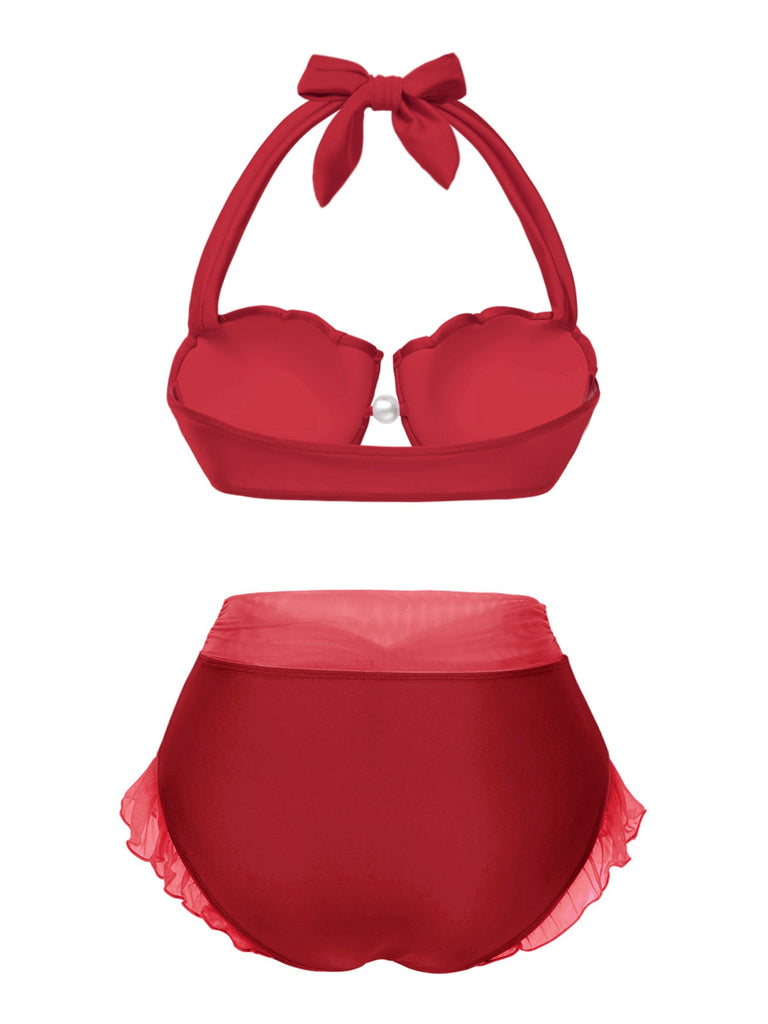 Bikini sirena conchiglia scollo all'americana lavanda anni '70