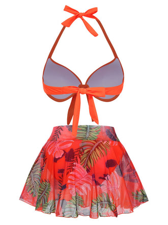 Costumi piante tropicali lacci rosso arancione anni '40