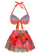 Costumi piante tropicali lacci rosso arancione anni '40