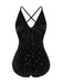 Costumi stella spalline incrociate in velluto nero anni '60