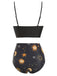 Costume da bagno lacci sole luna stelle viola anni '40