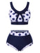 Costumi con pois a vita alta blu navy anni '50