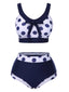 Costumi con pois a vita alta blu navy anni '50