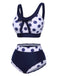 Costumi con pois a vita alta blu navy anni '50