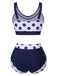 Costumi con pois a vita alta blu navy anni '50