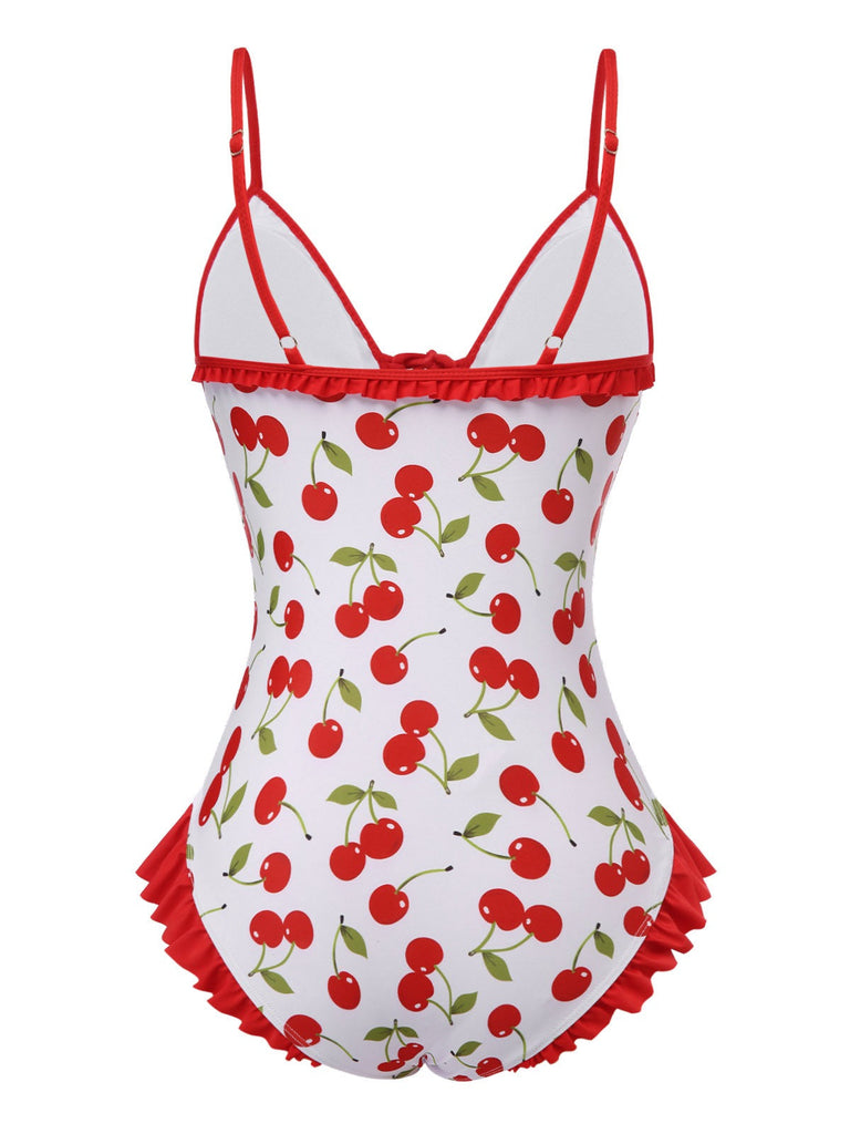 Costumi in stile ciliegia volant e lacci rosso anni '50
