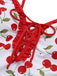 Costumi in stile ciliegia volant e lacci rosso anni '50