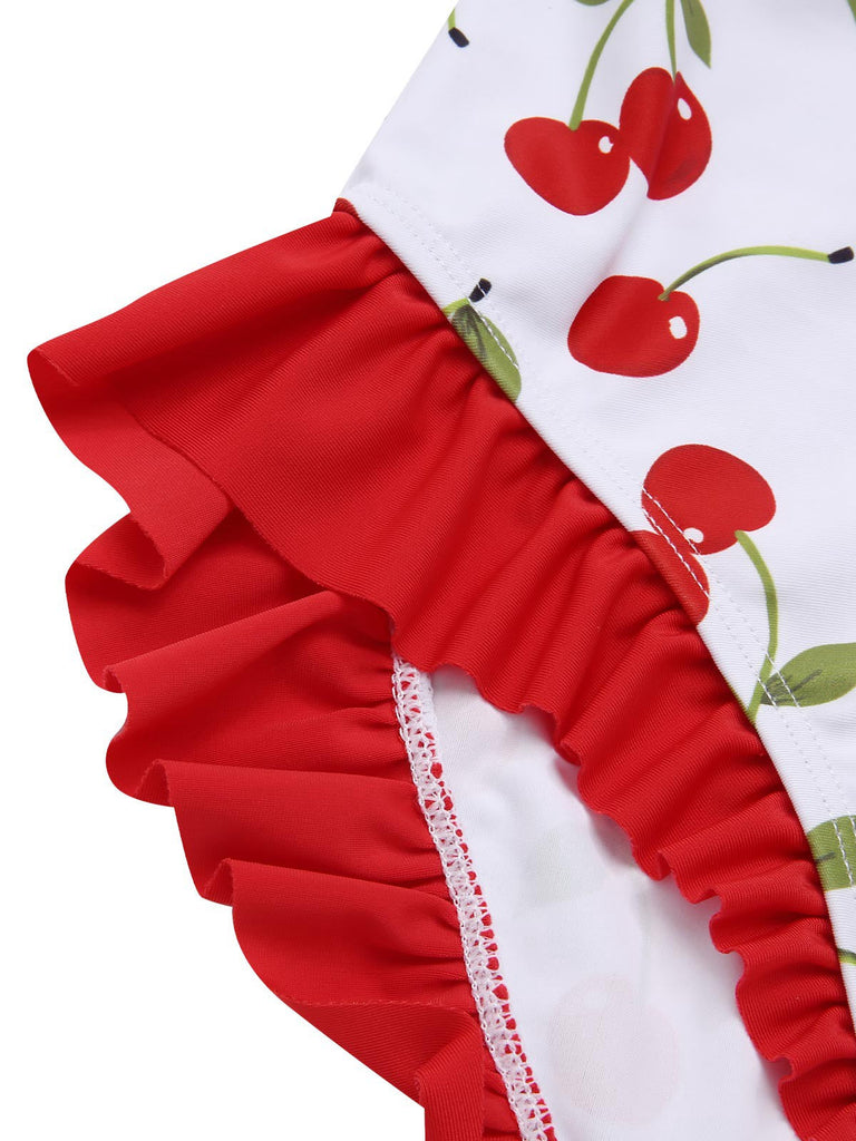 Costumi in stile ciliegia volant e lacci rosso anni '50