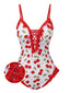 Costumi in stile ciliegia volant e lacci rosso anni '50