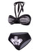 Set bikini mano scheletro scollo all'americana nero anni '70