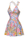 Costumi floreale con spalline incrociate multicolore anni '40