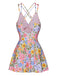 Costumi floreale con spalline incrociate multicolore anni '40