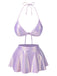 Set bikini a squame di pesce metallizzato lavanda anni '70