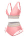 Set Bikini patchwork a vita alta scollo a V verde anni '70