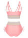 Set Bikini patchwork a vita alta scollo a V verde anni '70