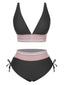 [Prevendita] Set Bikini patchwork a vita alta scollo a V nero anni '70