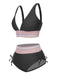 Set Bikini patchwork a vita alta scollo a V verde anni '70