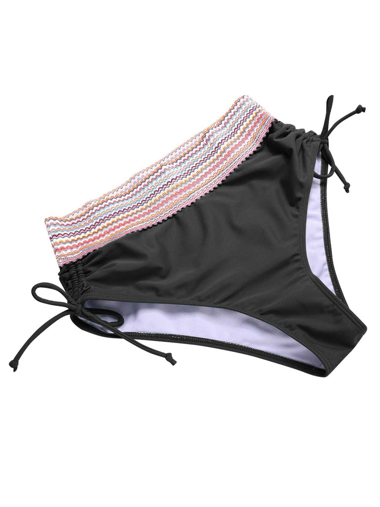 Set Bikini patchwork a vita alta scollo a V verde anni '70