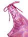 Costume da bagno lucido scollo a V profondo rosa anni '70