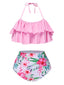 Costumi con volant floreale rosa anni '30