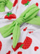 Abito da bagno fiocco di fragole rosso e verde anni '40
