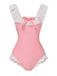 Costumi intero volant scollo quadrato fiocco rosa anni '50