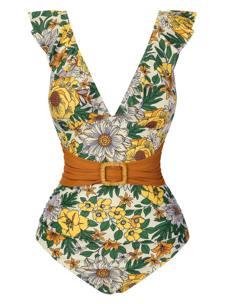 Costumi multicolore cintura anello floreale anni '50