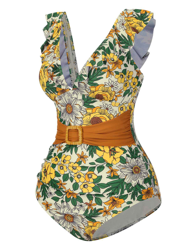 Costumi multicolore cintura anello floreale anni '50