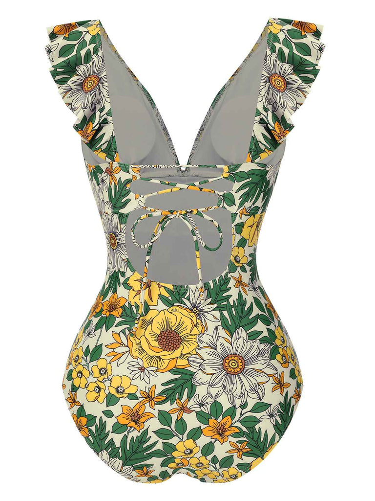 Costumi multicolore cintura anello floreale anni '50