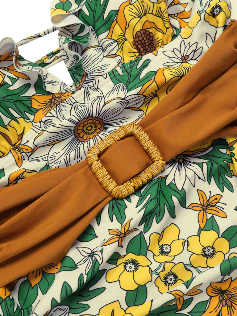 Costumi multicolore cintura anello floreale anni '50
