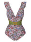 Costumi cintura anello floreale viola anni '50
