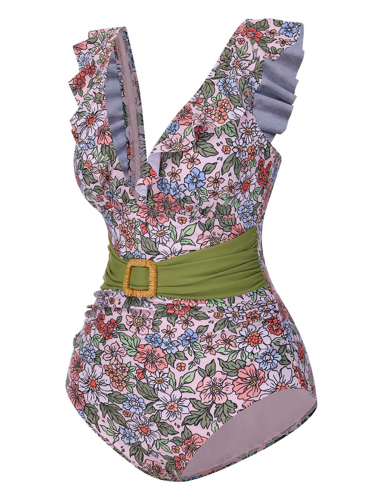 Costumi multicolore cintura anello floreale anni '50