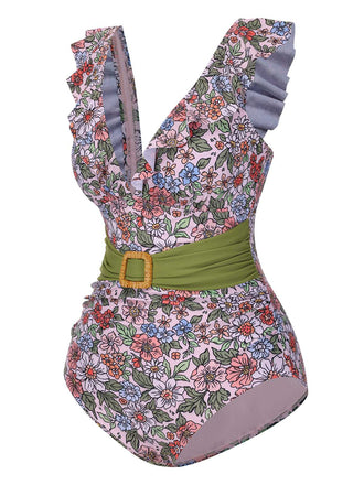 Costumi cintura anello floreale viola anni '50