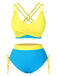 Set bikini patchwork con spalline sottili anni '50