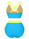 Set bikini patchwork con spalline sottili anni '50
