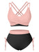 Set bikini patchwork con spalline sottili anni '50