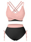 Set bikini patchwork con spalline sottili anni '50