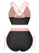 Set bikini patchwork con spalline sottili anni '50