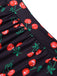 Costumi intero scollo all'americana stampa ciliegia nero anni '40