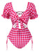 Costumi a sbuffo con plaid cava rosso anni '50